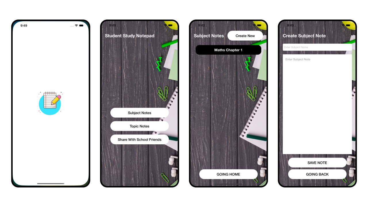 Student Study Notepad iOS App Subject Notes Topic Notes Digital